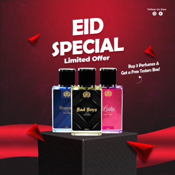 Eid Special – Buy 3 Perfumes & Get a Free Testers Box